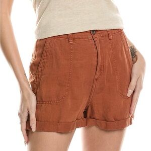 Women’s US 28 Cloth & Stone Rolled Cuff Linen-Blend Utility Shorts